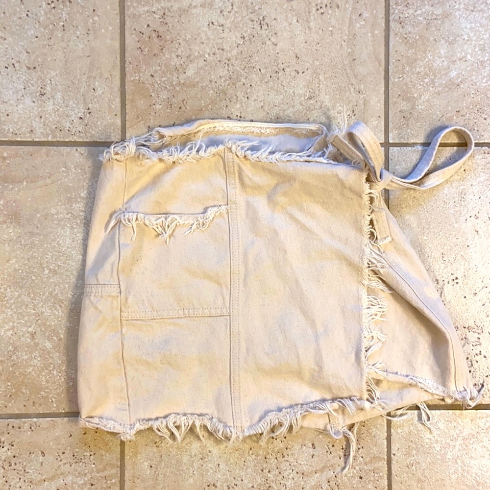 BDG Frayed White Denim Wrap Skirt